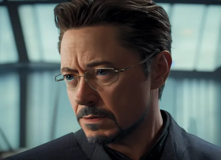 Prompt: film still of Joseph Gordon-Leavitt!!! as Tony Stark in Avengers Infinity War, 4k