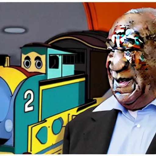 Image similar to bill cosby as thomas the train engine