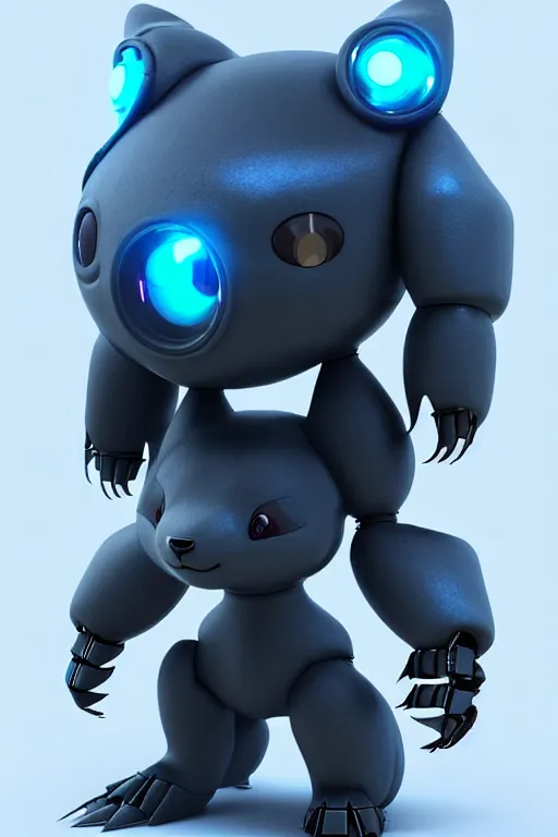 Image similar to high quality 3 d render sci - fi very cute mecha! & fluffy! wombat!! hybrid fighting, highly detailed, unreal engine cinematic smooth, in the style of detective pikachu & blade runner, hannah yata charlie immer, dark blue neon light, low angle, uhd 8 k, sharp focus