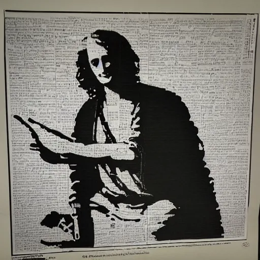 Image similar to individual isaac newton silk screen banksy