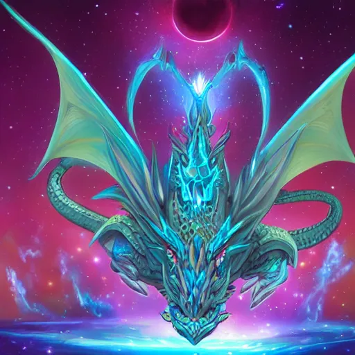 Prompt: cosmic dragon, fantasy style, artstation style