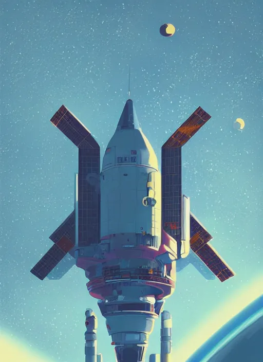 Image similar to a picture of a space station in the sky, poster art by james gilleard, cgsociety, retrofuturism, poster art, futuristic, imax