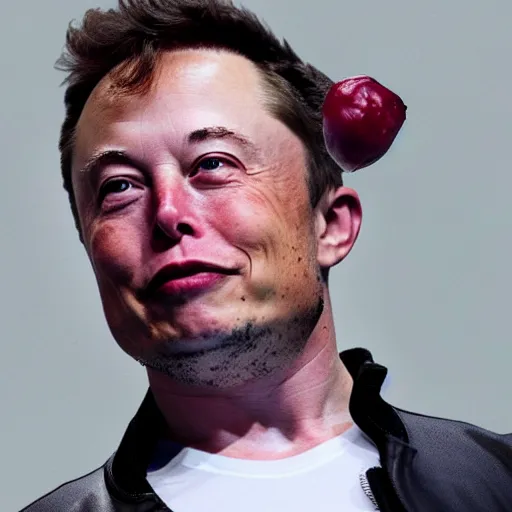 Image similar to Elon Musk with a beetroot for a head