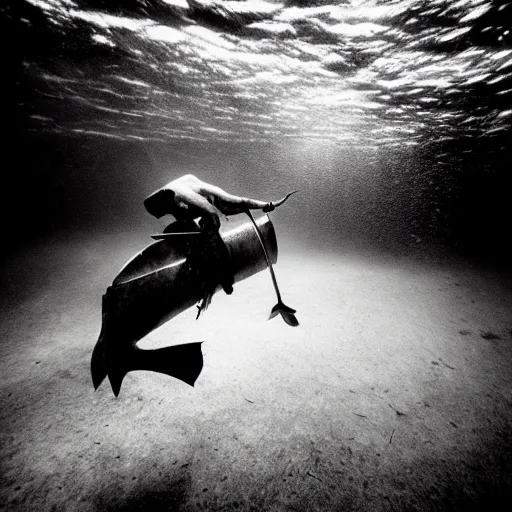 Image similar to Underwater photo of a medieval knight by Trent Parke, clean, detailed, Magnum photos