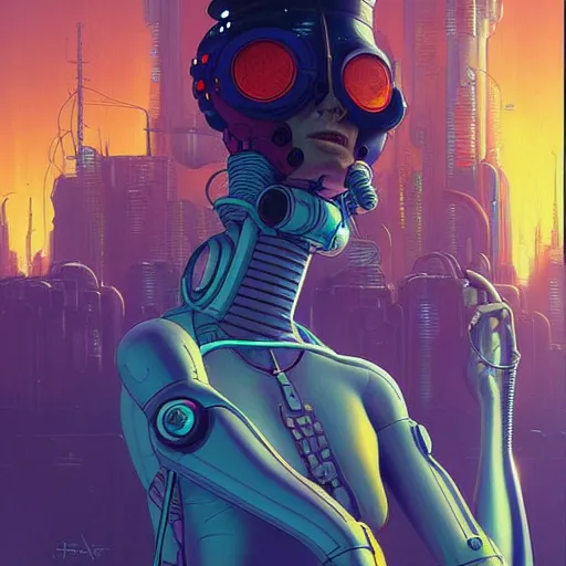 Image similar to h 0 c 0 k futurama cyberpunk epic portrait by gaston bussierre and charles vess and james jean and erik jones and rhads, inspired by ghost in the shell, beautiful fine face features, intricate high details, sharp, ultradetailed