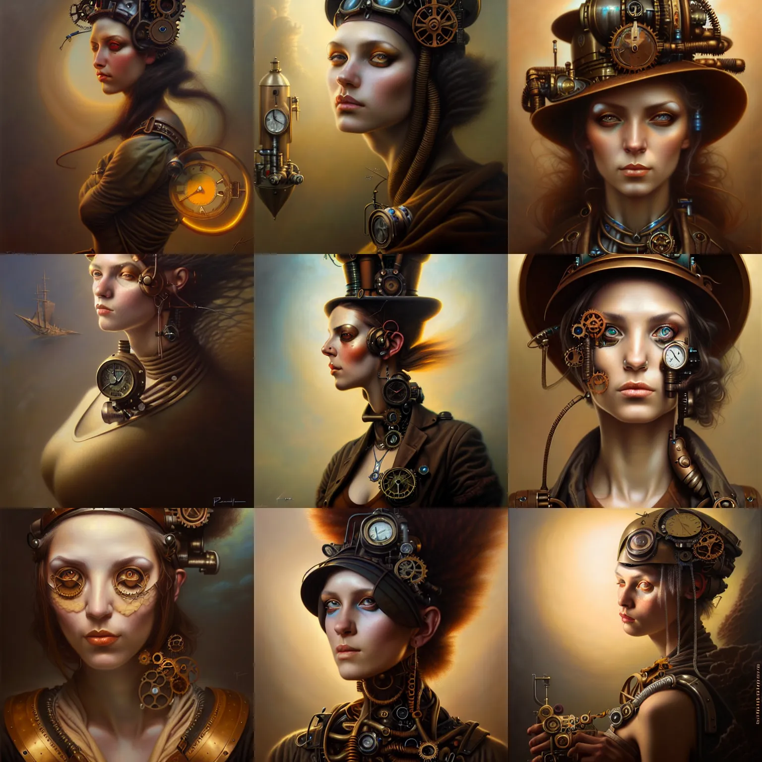 Prompt: a detailed portrait of steampunk girl by Tomasz Alen Kopera and Peter Mohrbacher, 8k