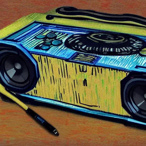 Image similar to a boom box by vincent van gogh, digital art, trending on artstation