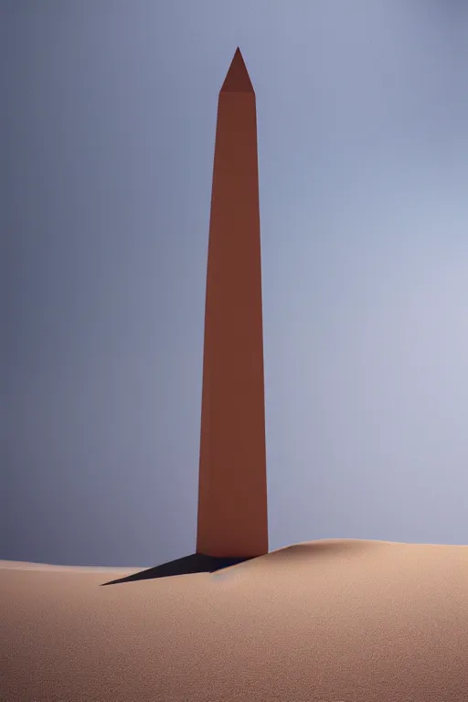 Prompt: a hyper minimal steel obelisk in a desert valley in the style of caravaggio, oil painting, raytracing, 8 k, octane render, volumetric, vivid, beautiful, hyperrealism