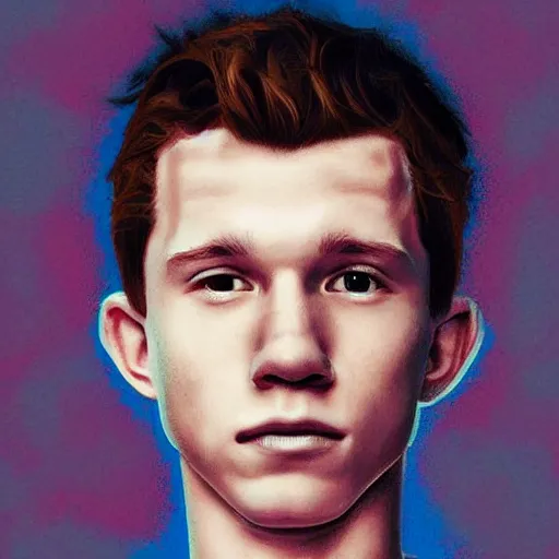 Image similar to portrait of tom holland, highly detailed, centered, solid color background, digital painting