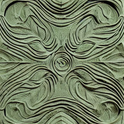 Prompt: thin lines, fractals, lichen macro, serpentine twisty maze, carved soapstone ceiling relief paneling white and pale green