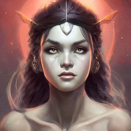 Prompt: lunar goddess, d & d, fantasy, portrait, highly detailed, digital painting, trending on artstation, concept art, sharp focus, illustration, art by artgerm and greg rutkowski and magali villeneuve