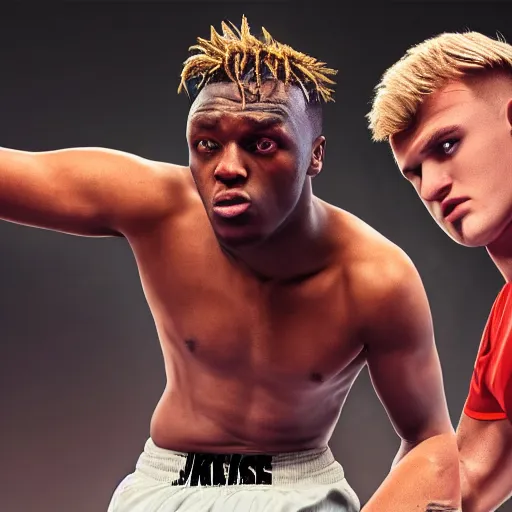 Prompt: KSI vs jake paul Promo image, photorealistic image, 8K