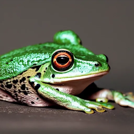 Image similar to photography portrait of a frog with electric skin