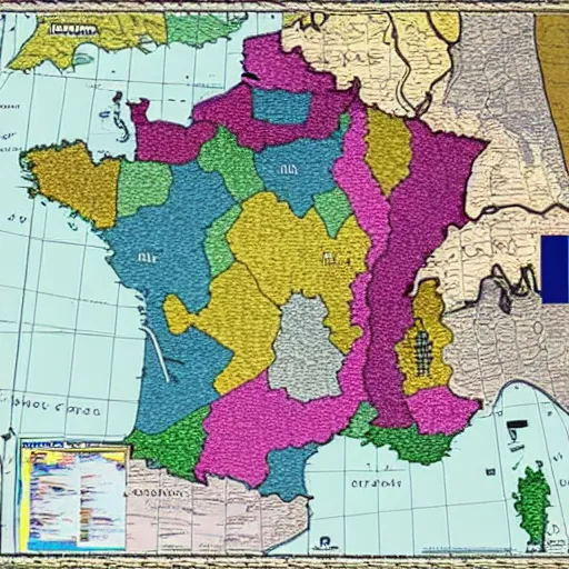 Prompt: map of france conquered by spain