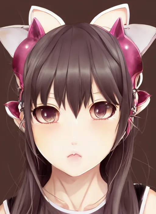 Image similar to nekopara fantastically detailed eyes cute girl portrait with fantastically detailed cat ears!!!!!!!!!!!! dressed like a cat modern anime style, made by Laica chrose, Mina Petrovic, Ross Tran, WLOP, Ruan Jia and Artgerm, Range Murata and William-Adolphe Bouguereau, Cell shading modern anime trending professional digital art unreal Engine Fantasy Illustration. award winning, Artstation, intricate details, realistic, Hyperdetailed, 8k resolution