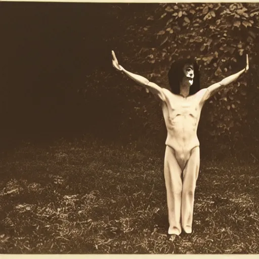 Prompt: expired kodak film photograph of strange butoh dancer, 8 k, award winning photography, cinematic