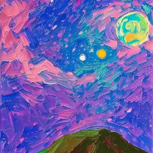 Image similar to Dreaming of outer space, by Erin Hanson, lofi colors