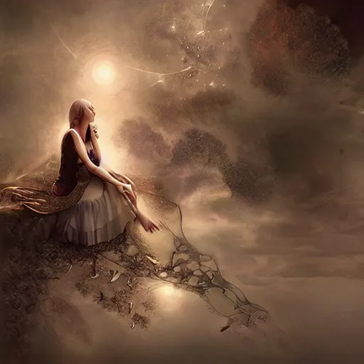 Image similar to If the concept of dreams was a woman, digital art, fantastic composition, astonishing detail, beautiful lighting, award winning