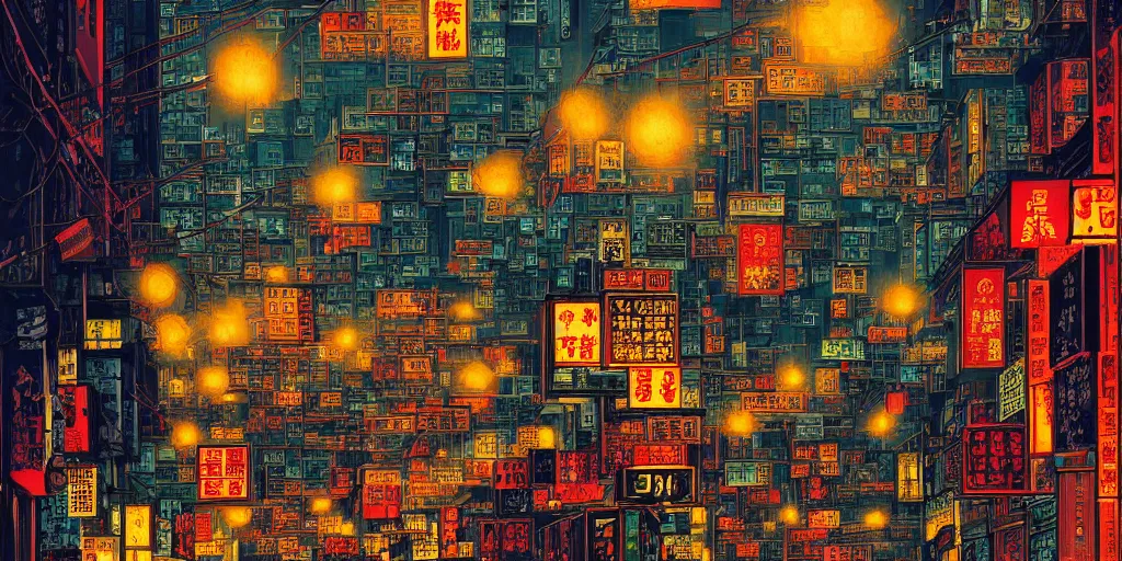 Image similar to a hong kong street, by dan mumford and peter doig, highly detailed, dramatic lighting, 8 k