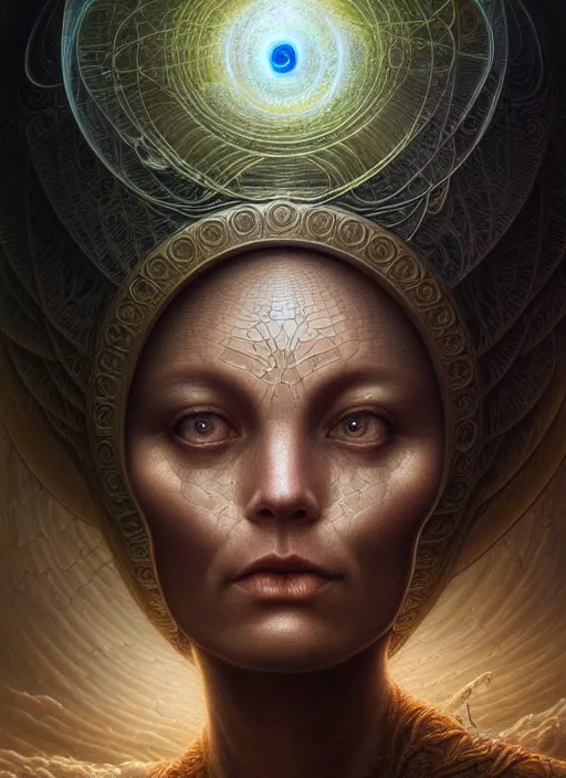 Image similar to closeup portrait shot of a cosmic meditation in a scenic dystopian environment, intricate, elegant, highly detailed, centered, digital painting, artstation, concept art, smooth, sharp focus, illustration, artgerm, tomasz alen kopera, peter mohrbacher, donato giancola, joseph christian leyendecker, wlop, boris vallejo