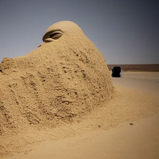 Image similar to a monster made out of sand in the desert with a tornado