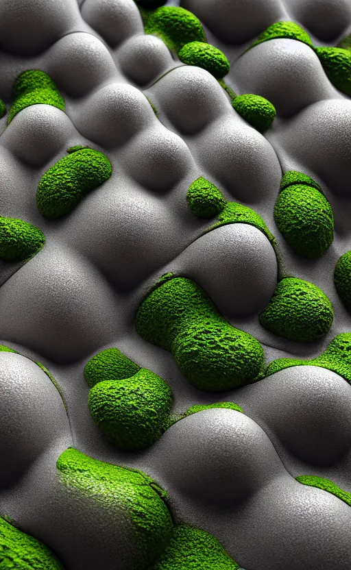 Image similar to highly detailed ultra sharp 3 d render cinematic composition of a smooth ceramic porcelain biomorphic magnolia stone nebula fluid fractal sci - fi surreal architecture landscape, granite, metallic, magnesium, marble, moss and lichen, vincent callebaut composition, mamou - mani, archviz, beautiful lighting, 8 k, unreal engine, hdr,