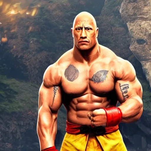 Prompt: dwayne johnson as a new street fighter character, screenshot, character select
