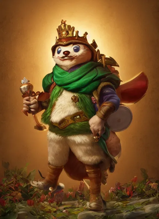 Image similar to teemo from league of legends, as king louis xv, hyper detailed, digital art, trending in artstation, cinematic lighting, studio quality, smooth render, unreal engine 5 rendered, octane rendered, art style by klimt and nixeu and ian sprigger and wlop and krenz cushart