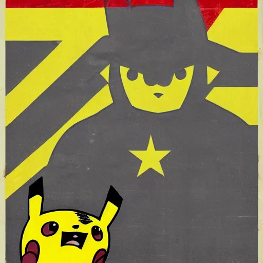 Image similar to Pikachu at a comunist propaganda poster