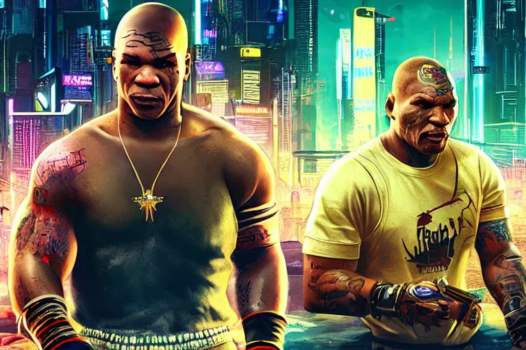 Image similar to mike tyson in cyberpunk 2 0 7 7