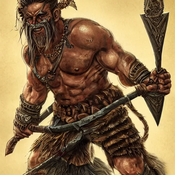 Barbarian Warrior , body covered in war tattoos and | Stable Diffusion