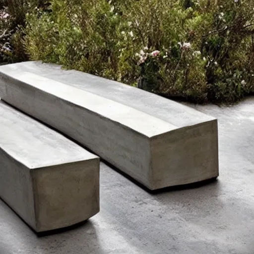 Image similar to creative concrete benches, colorful, olive trees