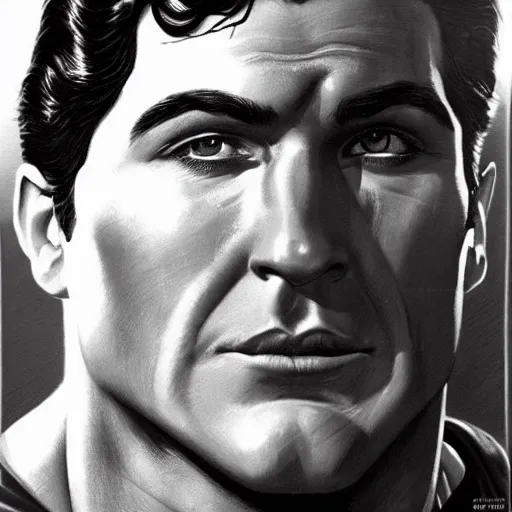 Image similar to ultra - realistic head and shoulders portrait painting of superman. art by ken kelly. 4 k. ultra - realistic. highly detailed. epic lighting