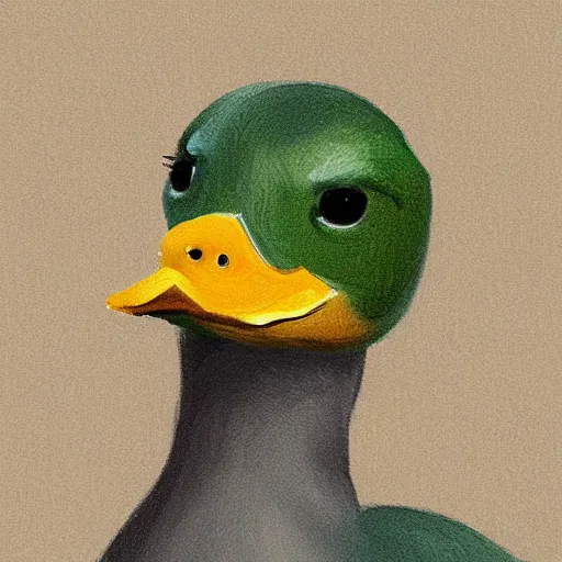 Prompt: A digital painting of a cute duck