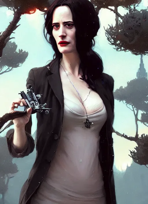 Image similar to highly detailed portrait of eva green as vesper lynd in gta v, stephen bliss, unreal engine, fantasy art by greg rutkowski, loish, rhads, ferdinand knab, makoto shinkai and lois van baarle, ilya kuvshinov, rossdraws, tom bagshaw, global illumination, radiant light, detailed and intricate environment