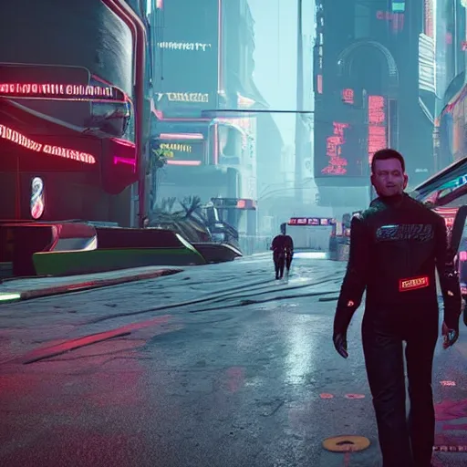 Image similar to Elon Musk in Cyberpunk 2077