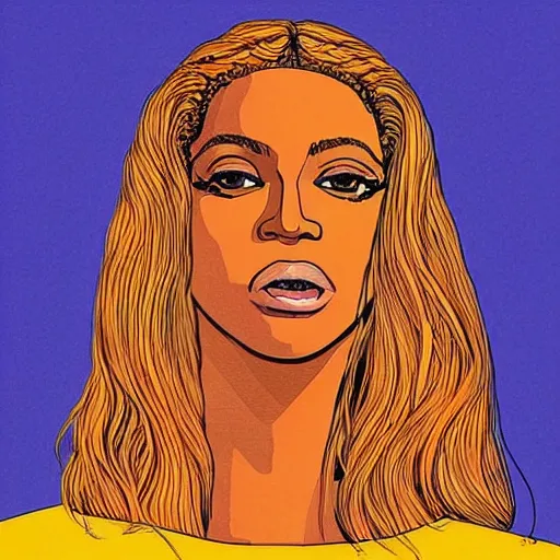 Image similar to “ beautiful beyonce retro minimalist portrait by jean giraud, moebius starwatcher comic, 8 k ”