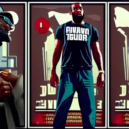 Prompt: lebron james as a character of gta V , videogame, loading screen