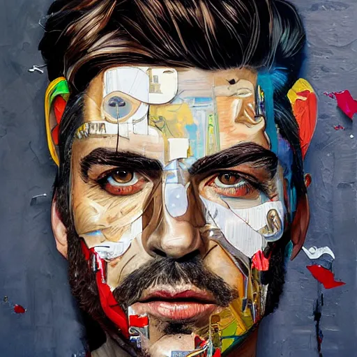 Prompt: portrait of a man, by Sandra Chevrier