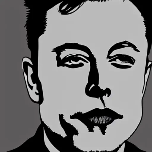 Image similar to a beautiful artistic portrait of elon musk in the style of andy warhol