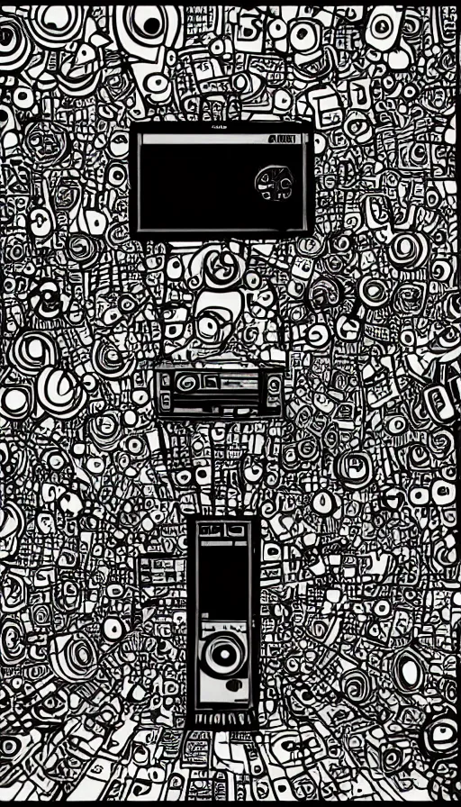 Prompt: techno artwork, by jhonen vasquez