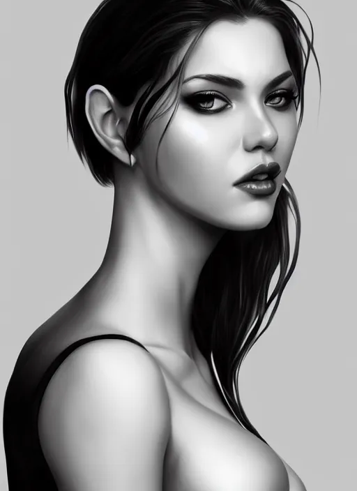 Image similar to full body portrait of a beautiful woman in black and white, photorealistic, art by diego fazio and diegoKoi and artgerm, concept art, hyper sharp focus, 8k highly detailed