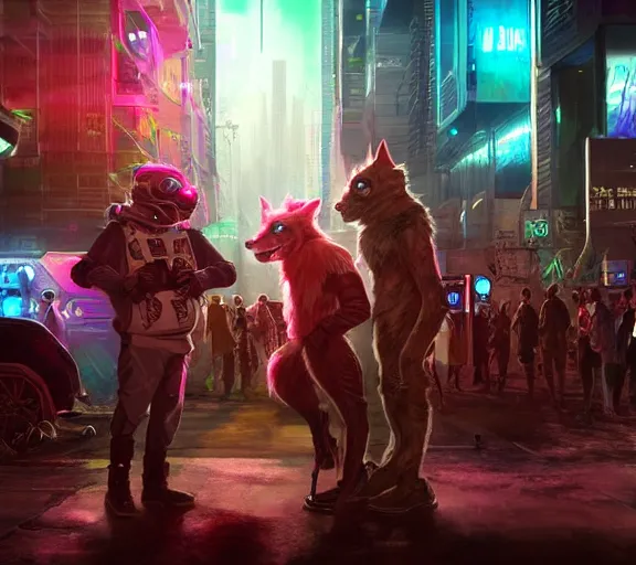 Image similar to high - resolution photograph from a cyberpunk era furry fandom convention ( midwest furfest 2 0 4 7 ), taking place after the genetic revolution and quantum singularity. photorealistic.