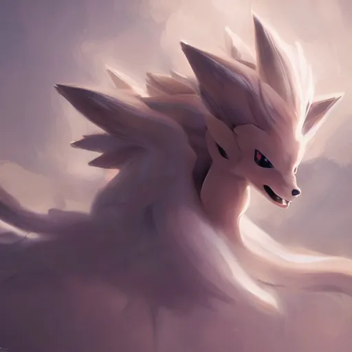 Image similar to pokemon ninetails, artstation greg rutkowski, cinematic, hyperrealist, digital art