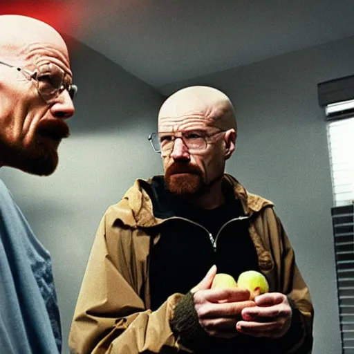 Prompt: walter white eating an apple, photography