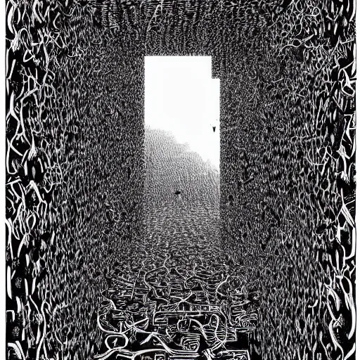 Prompt: A maze drawn by Dan Hillier