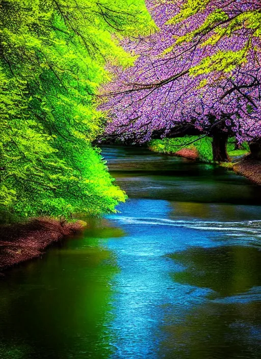 Image similar to beautiful spring season photography trees and river award winning cinematography