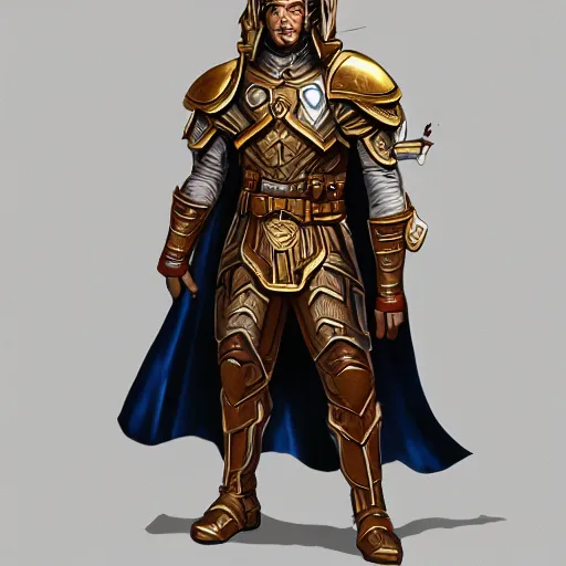 Image similar to Full body portrait of a godly super-soldier wearing roman style scientific body armor and wielding a god-slaying sword, D&D, fantasy, elegant, hopeful, muscular, gothic, futuristic, intelligent, highly detailed, digital painting, artstation, concept art, artisan, smooth, sharp focus, illustration