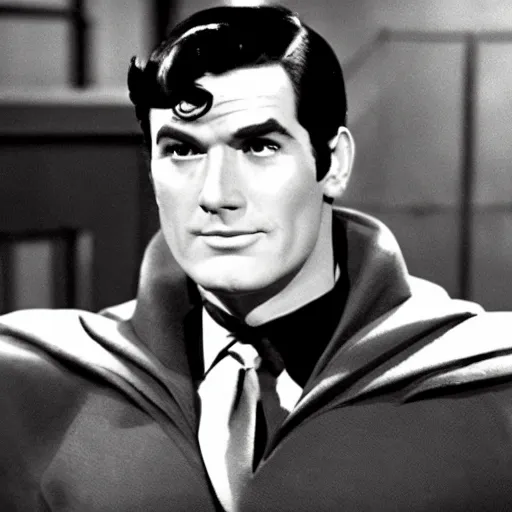 Prompt: superman on the 1 9 6 6 batman tv show