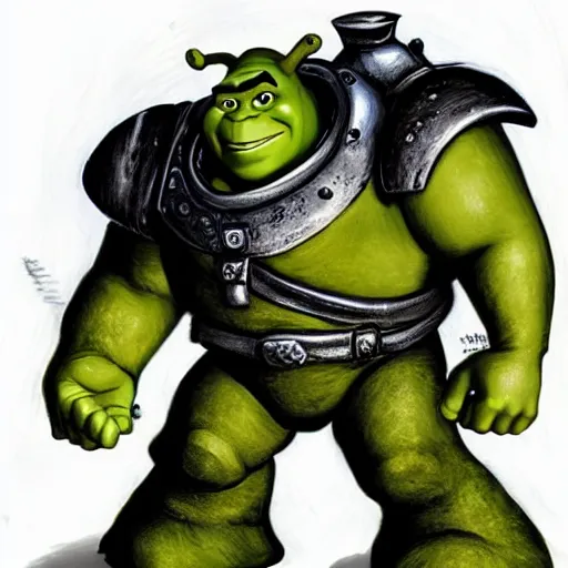 Prompt: Shrek as a Space Marine, concept art